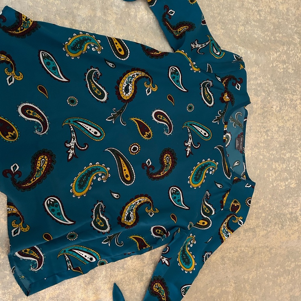 Van Heusen Teal Paisley Blouse